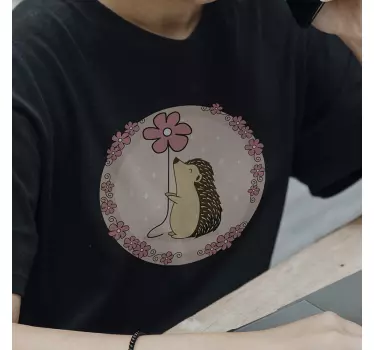 Baby t-shirt schattige egel met bloem - TenStickers