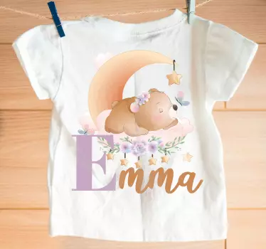 Baby t-shirt slapende beer op maan - TenStickers