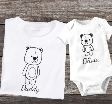 Matchende shirt baby en papa met naam - TenStickers