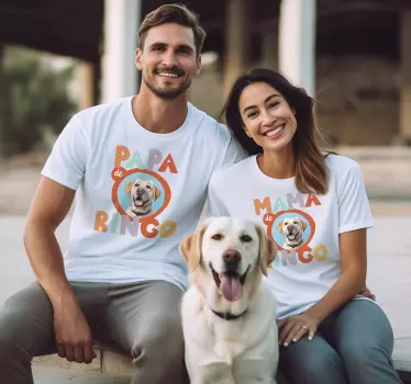 Papa Mama huisdier naam Koppel T Shirts - TenStickers