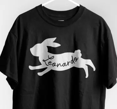 Rennend konijntje met naam t-shirt - TenStickers