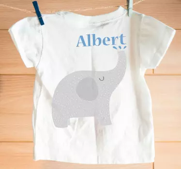 Baby t-shirt olifant met naam - TenStickers