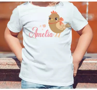 Baby t-shirt met bruine kuiken en naam - TenStickers