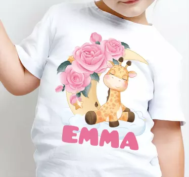 T-shirt baby Schattige dieren giraf met naam - TenStickers