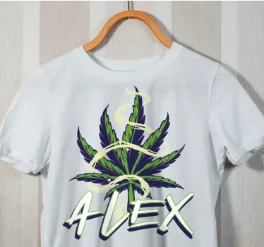 T-shirt met naam gepersonaliseerd bladontwerp - TenStickers