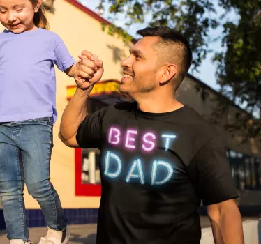 T-shirt vaders en zonen neon tekst beste papa - TenStickers