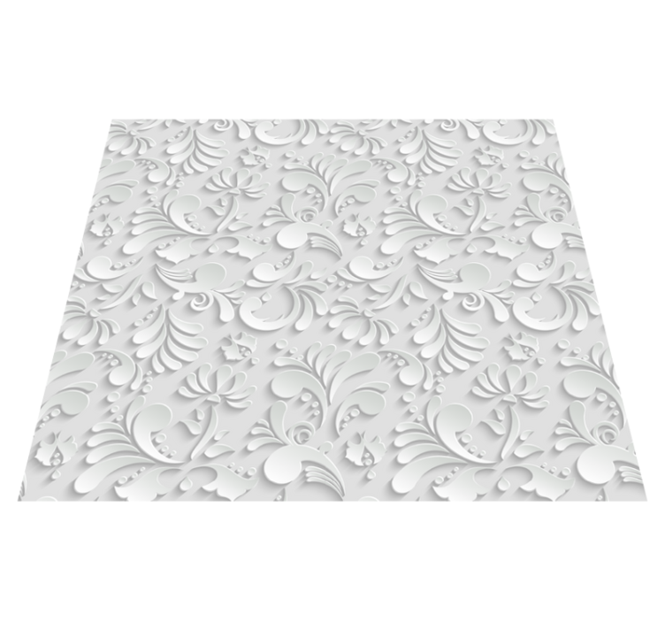 3d bloemmotief vinyl tapijt wit - TenStickers