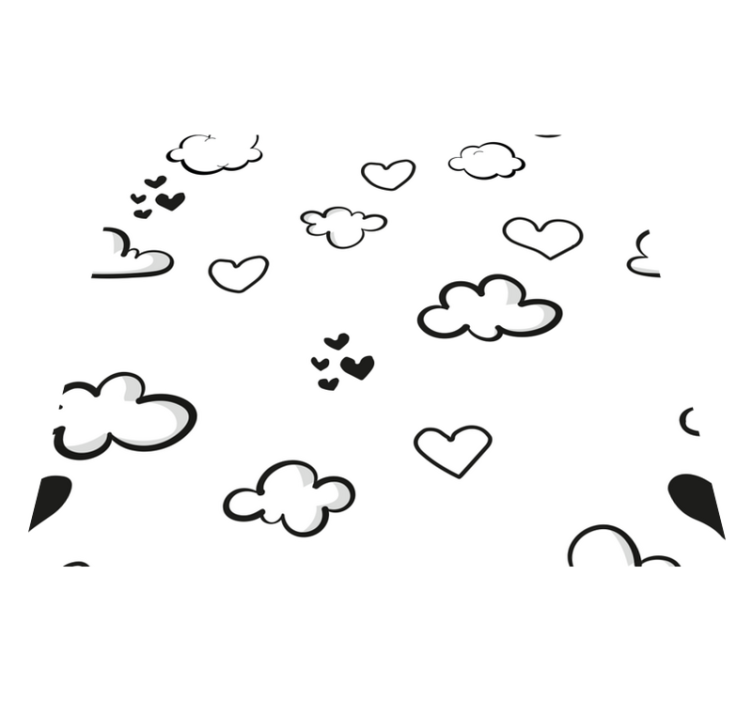 Wolken en harten vinyl tapijt wit - TenStickers