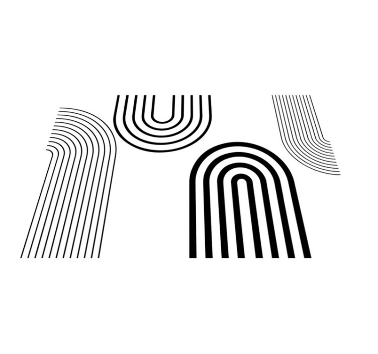 Dunne minimalistische zwarte bogen vinyl tapijt wit - TenStickers