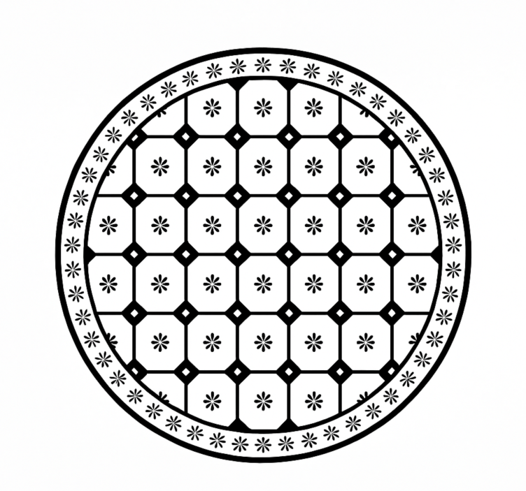 Zwart-wit tegelpatroon vinyl tapijt eetkamer - TenStickers