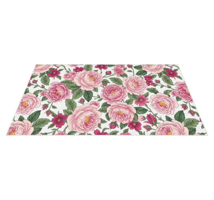 Vinyl tapijt woonkamer mooie roze bloemen - TenStickers