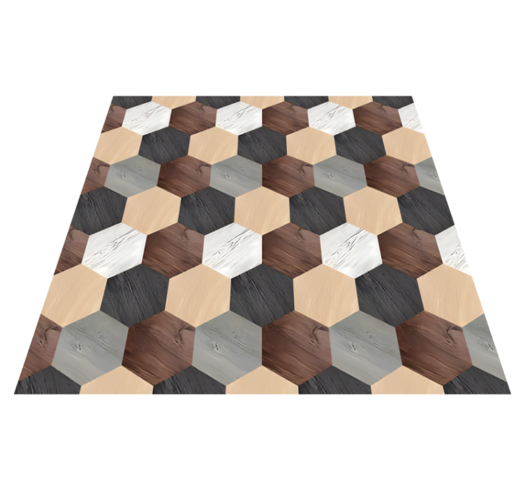Vinyl tapijt keuken gemengde houten hexagons - TenStickers