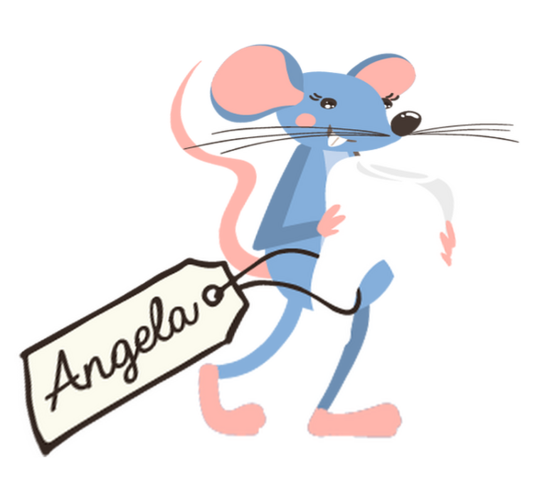 Dieren vinyl tapijt blauwe muis met naam - TenStickers