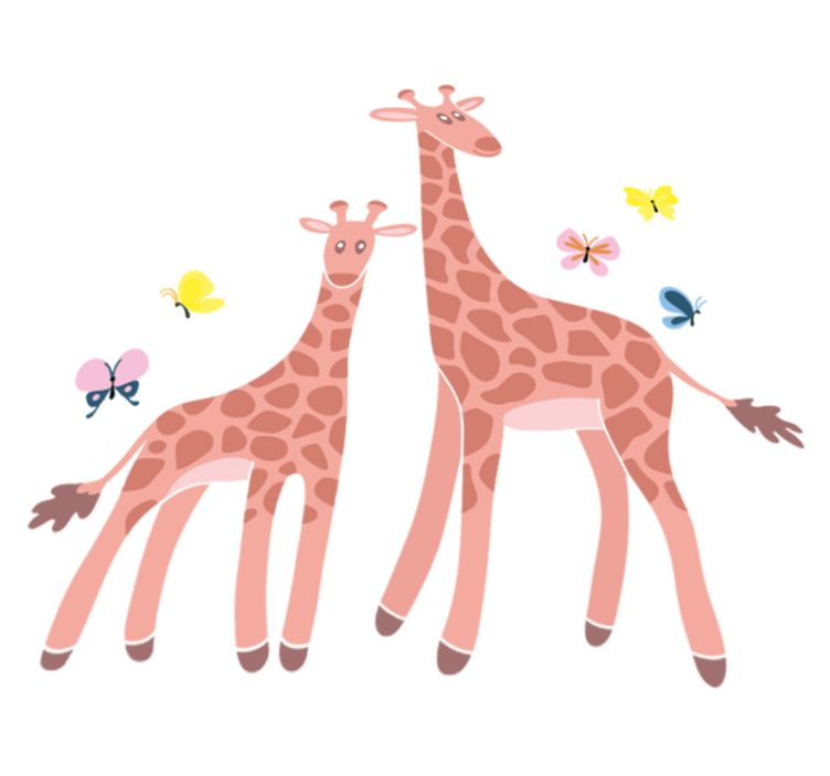 Dieren vinyl tapijt vlinder giraffe ouders en kinderen - TenStickers