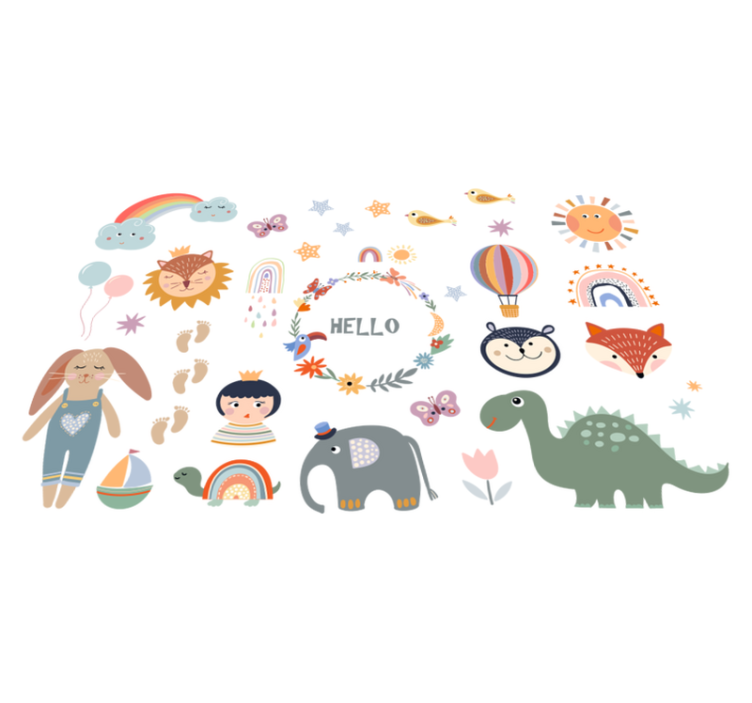 Dieren vinyl tapijt kids element bloemen - TenStickers