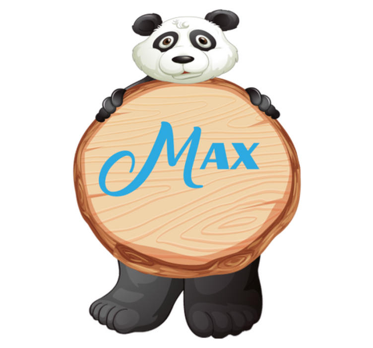 Dieren vinyl tapijt panda met naam - TenStickers