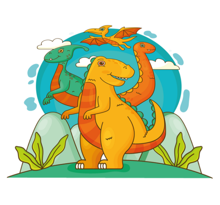 Dieren vinyl tapijt dinosaurussen in de jungle - TenStickers