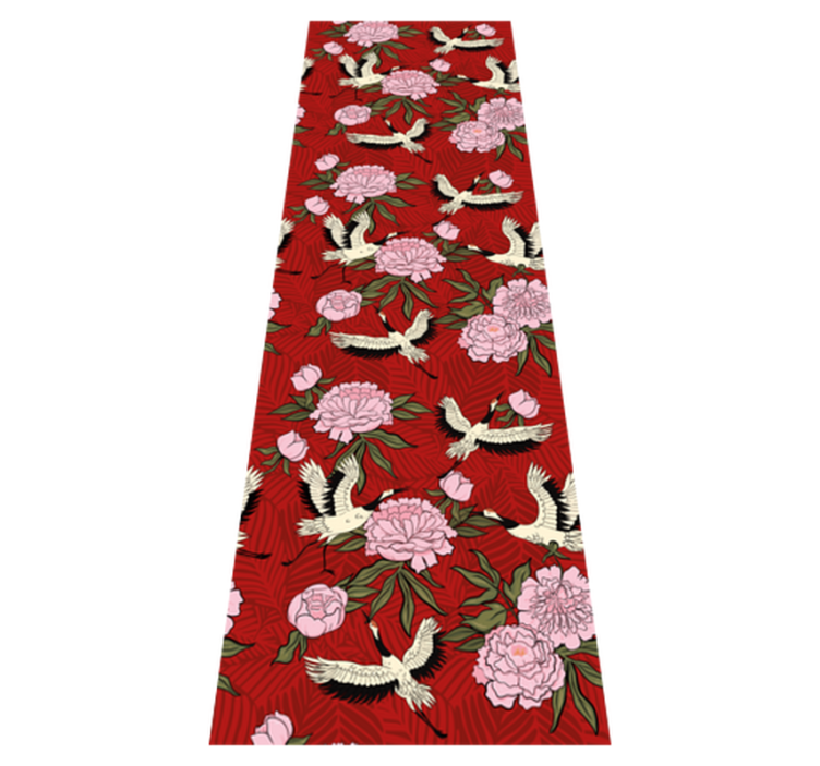 Dieren vinyl tapijt witte vogels op rood tropisch patroon - TenStickers