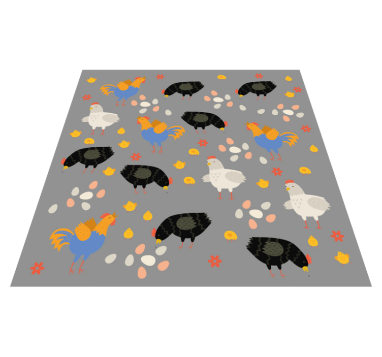 Dieren vinyl tapijt kippen in het hok patroon - TenStickers