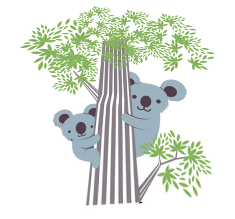 Dieren vinyl tapijt koala's op een boom - TenStickers