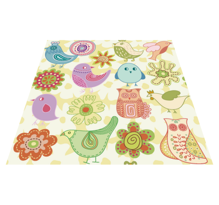 Dieren vinyl tapijt met kleurrijke vogelmotieven - TenStickers