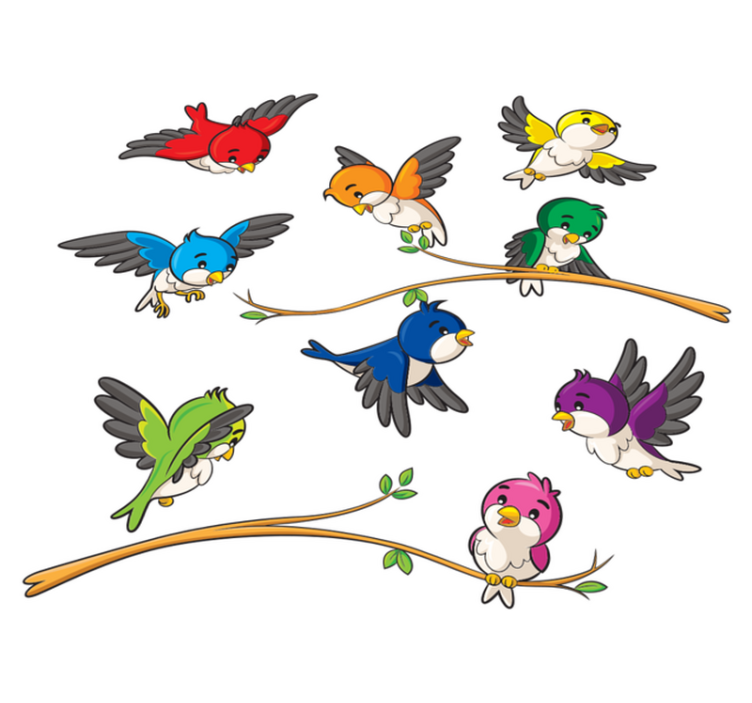 Dieren vinyl tapijt kleurrijke kleine vogels - TenStickers