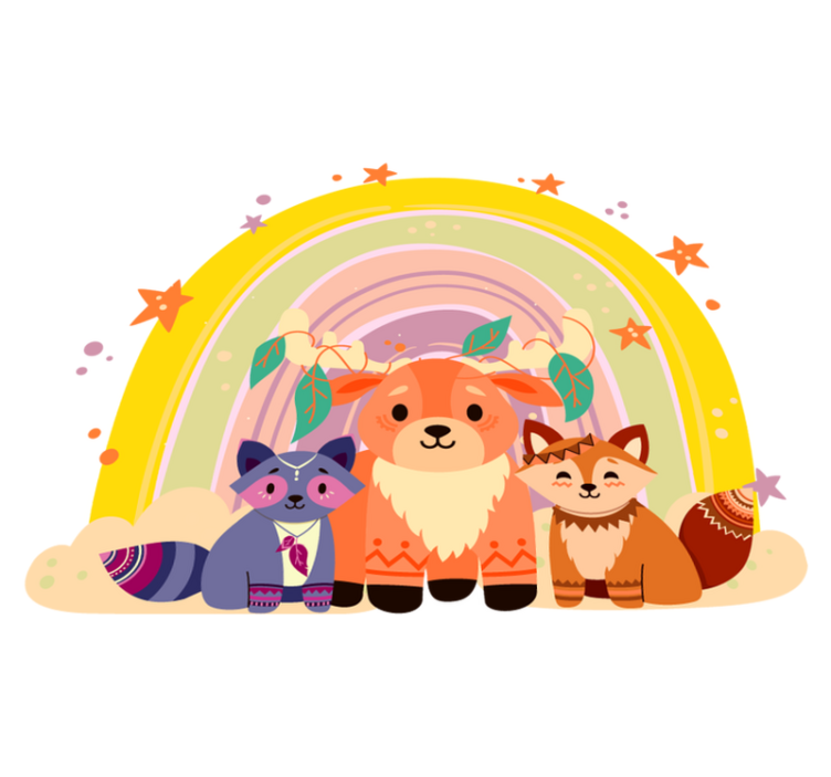 Dieren vinyl tapijt schattig wezens trio - TenStickers