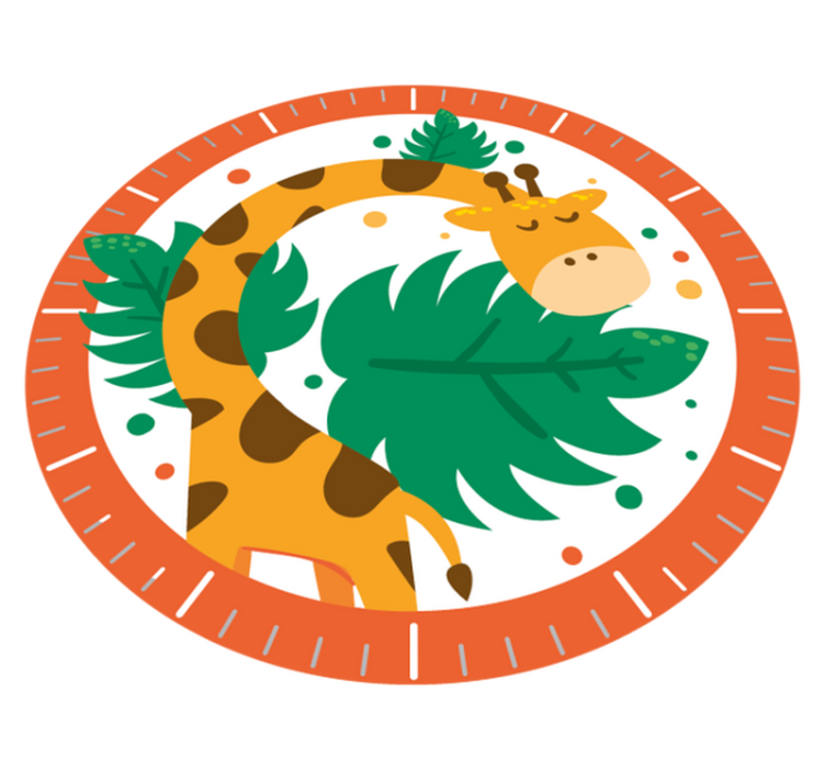 Dieren vinyl tapijt kinderklok met giraffe - TenStickers