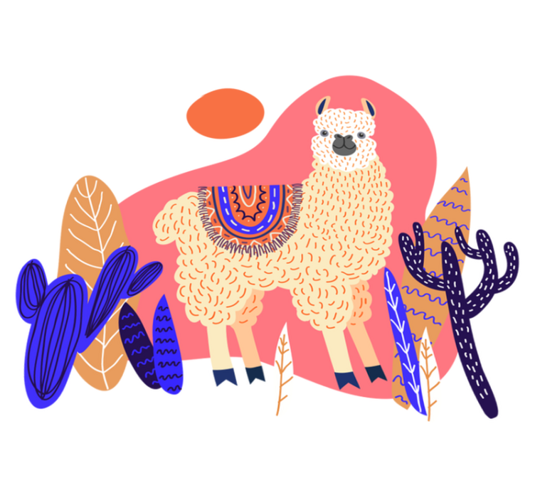 Dieren vinyl tapijt peruaanse lama en cactus - TenStickers