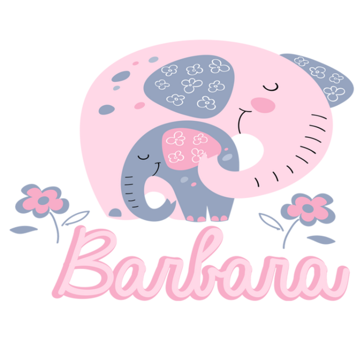 Dieren vinyl tapijt olifanten met harten en naam - TenStickers