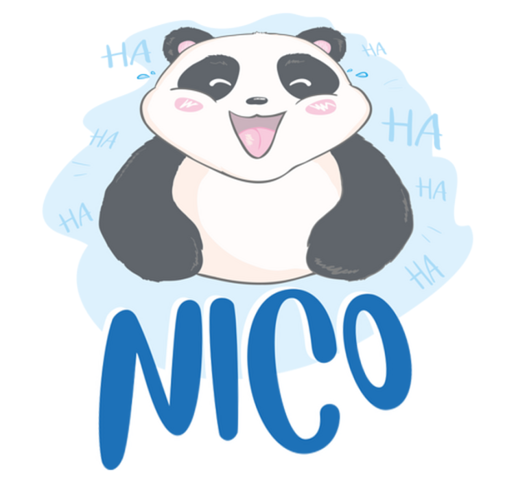 Dieren vinyl tapijt baby panda verrast met naam - TenStickers
