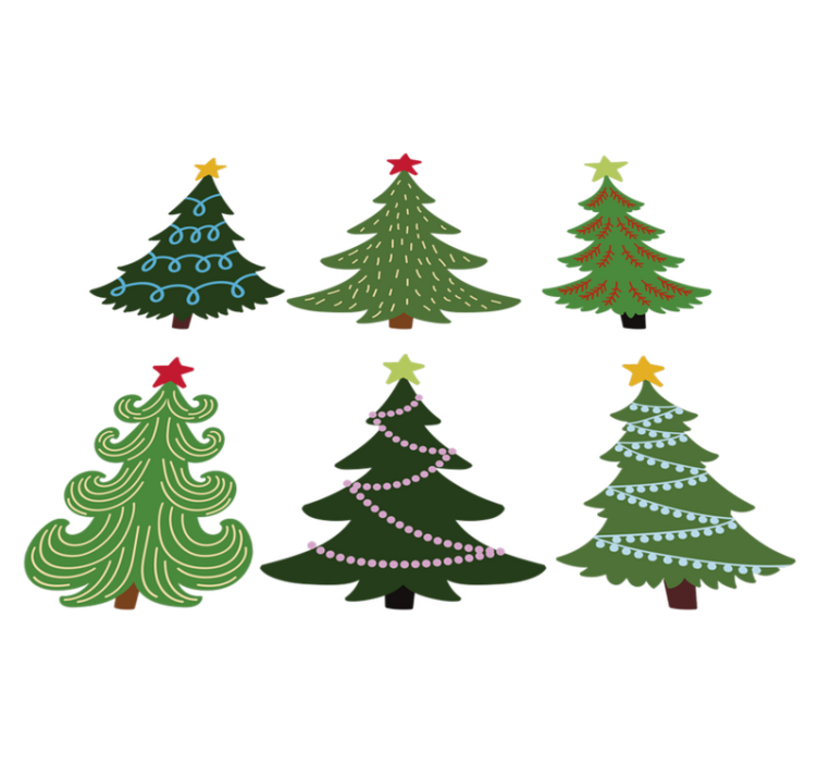 Vinyl tapijt kerstmis kleurrijke kerstbomen set - TenStickers