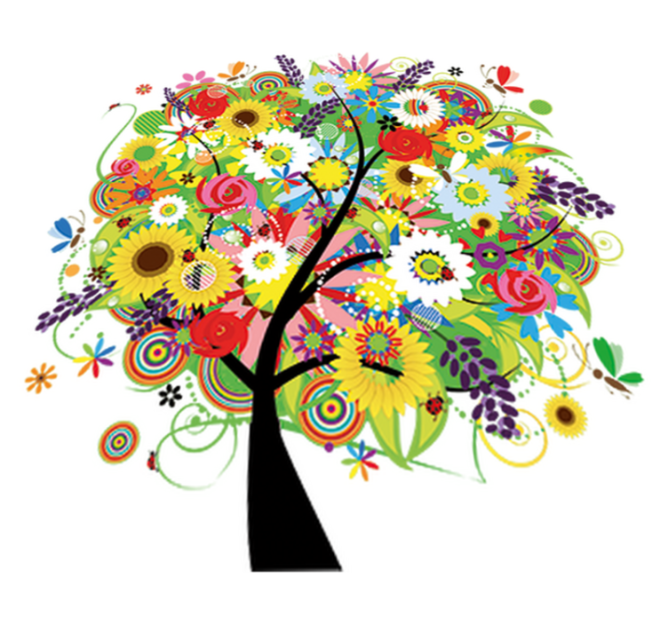 Vinyl tapijt bloemen en planten zomerse boom - TenStickers