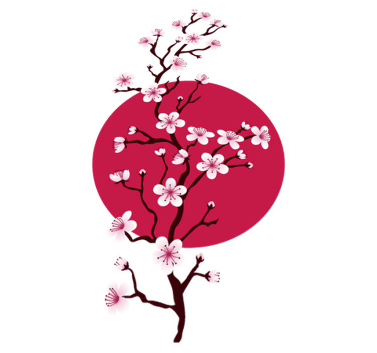 Vinyl tapijt bloemen en planten japanse kersentakjes - TenStickers