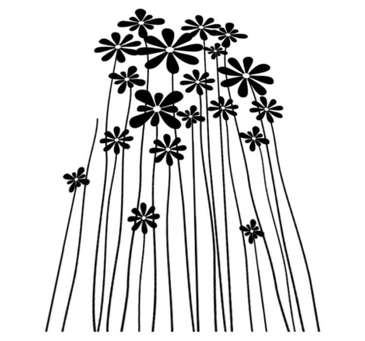 Vinyl tapijt bloemen en planten grote zwarte bloemen - TenStickers
