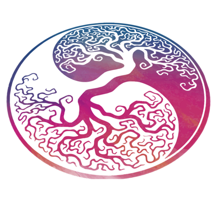 Vinyl tapijt bloemen en planten yin yang levensboom - TenStickers