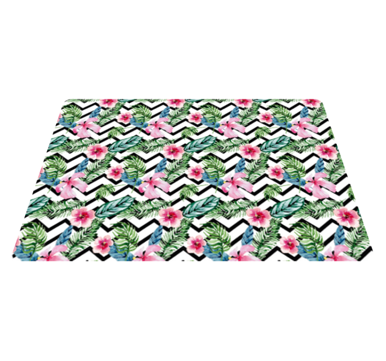 Vinyl tapijt bloemen en planten groene tropische zigzag - TenStickers