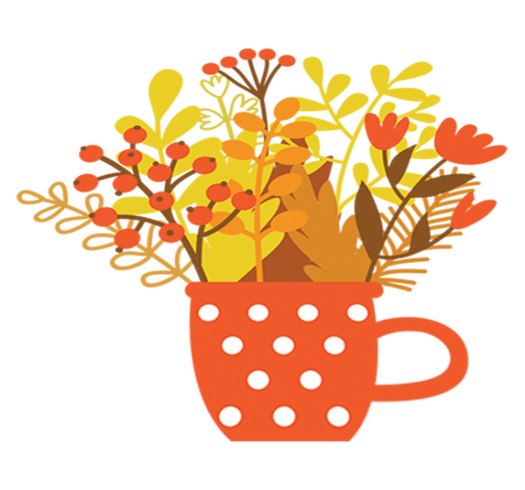 Vinyl tapijt bloemen en planten herfstpot - TenStickers