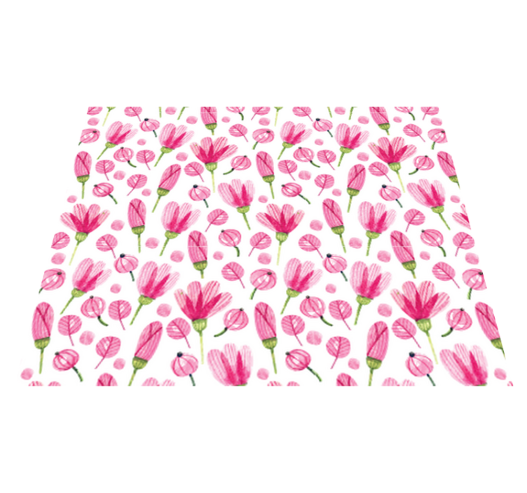 Vinyl tapijt bloemen en planten roze aquarel bloemen - TenStickers
