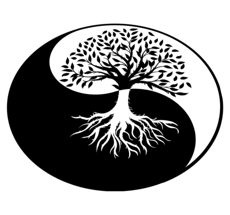 Vinyl tapijt bloemen en planten levensboom yin en yang - TenStickers