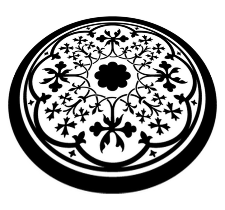 Vinyl tapijt bloemen en planten gothic rozet - TenStickers