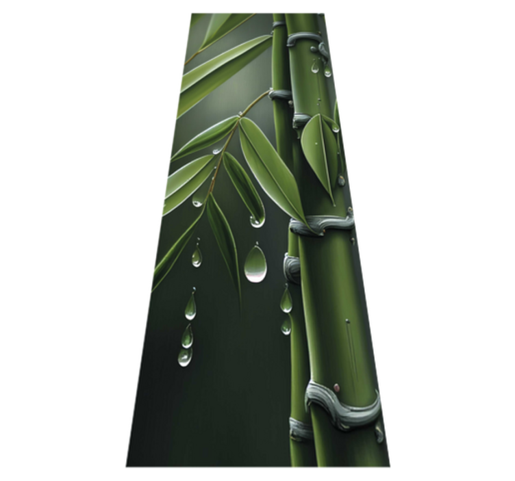 Vinyl tapijt bloemen en planten bamboe met druppels - TenStickers