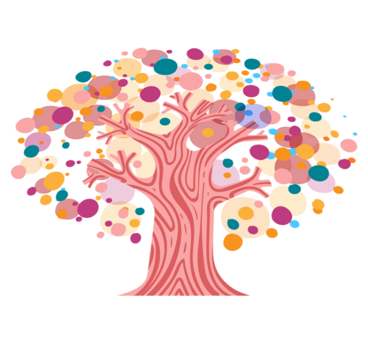 Vinyl tapijt bloemen en planten kleurrijke boom silhouet - TenStickers