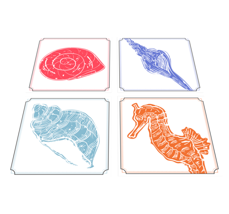 Vinyl tapijt bloemen en planten zeedieren motieven - TenStickers
