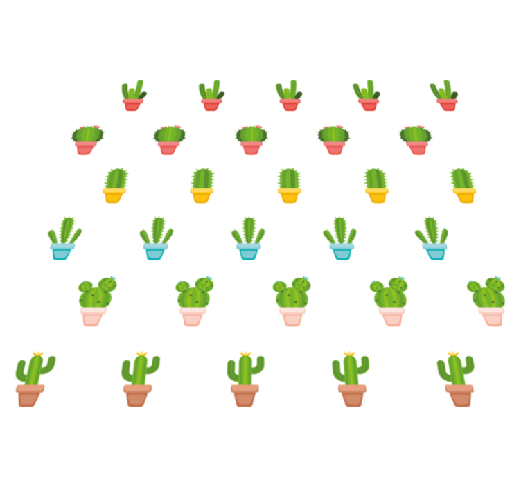 Vinyl tapijt bloemen en planten cactussen patroon - TenStickers
