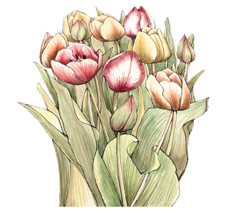 Vinyl tapijt bloemen en planten kleurrijk tulpenboeket - TenStickers