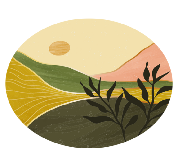 Vinyl tapijt bloemen en planten rustige landschapsscene - TenStickers