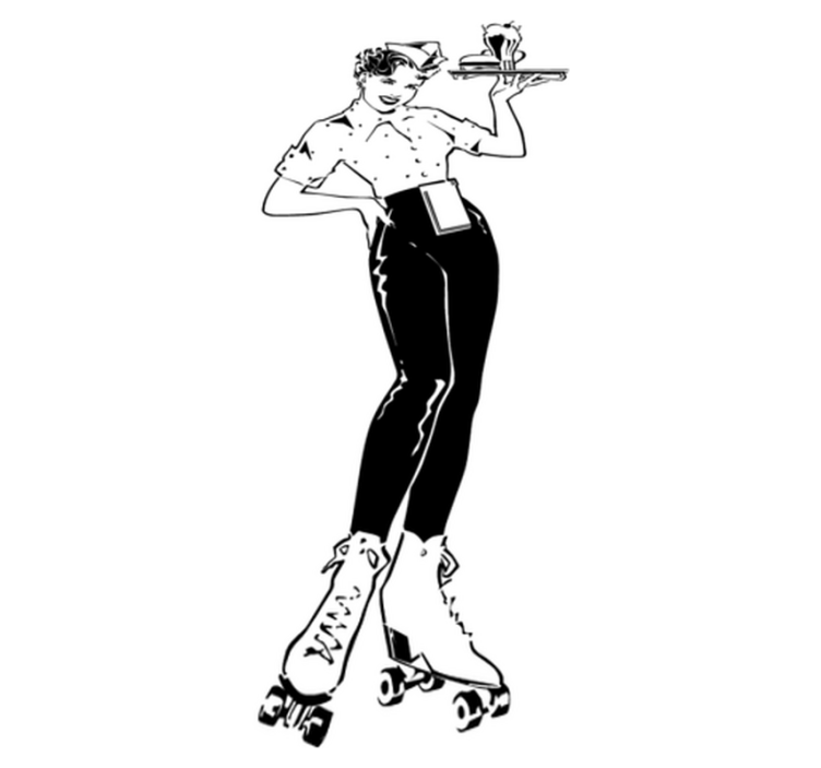 Vinyl tapijt keuken vintage serveerster - TenStickers