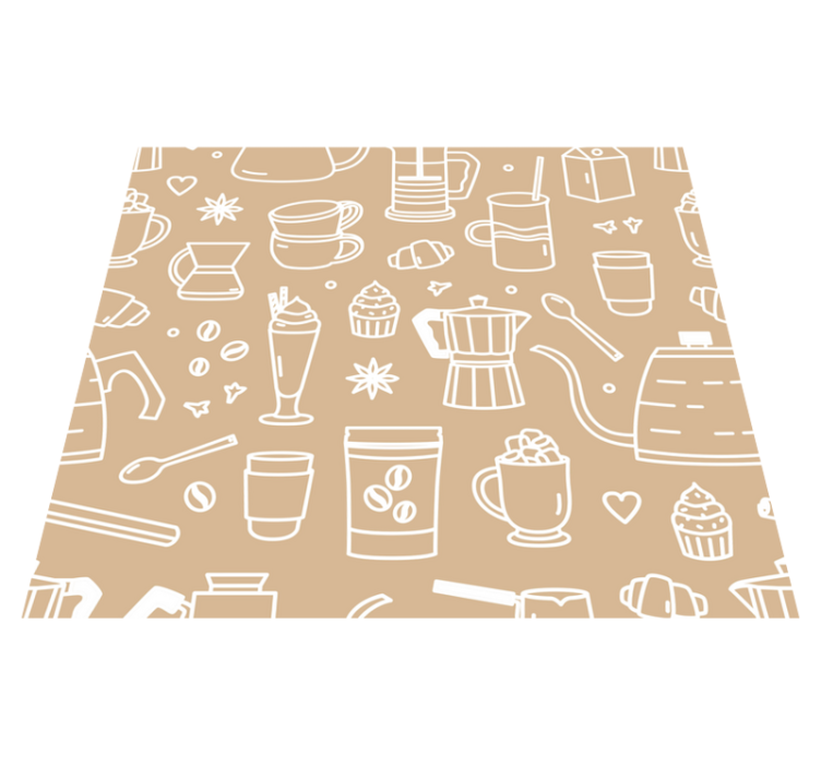 Vinyl tapijt keuken met patroon van koffiekoppen en glazen - TenStickers