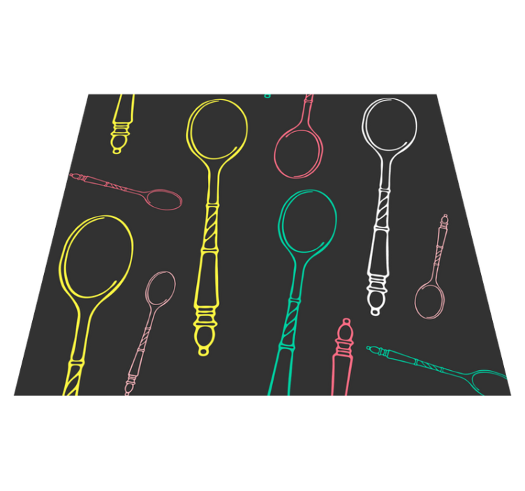 Vinyl tapijt keuken met kleurrijke lepels - TenStickers